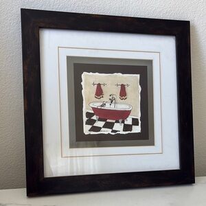 Framed Art Print with Red Bathtub